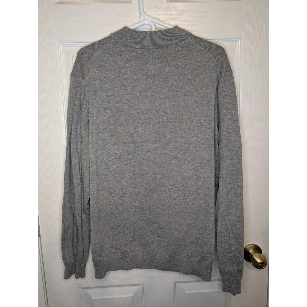 Roundtree & Yorke Mock Neck Long Sleeve Gray Quarter Zip Sweater Pullover Men XL